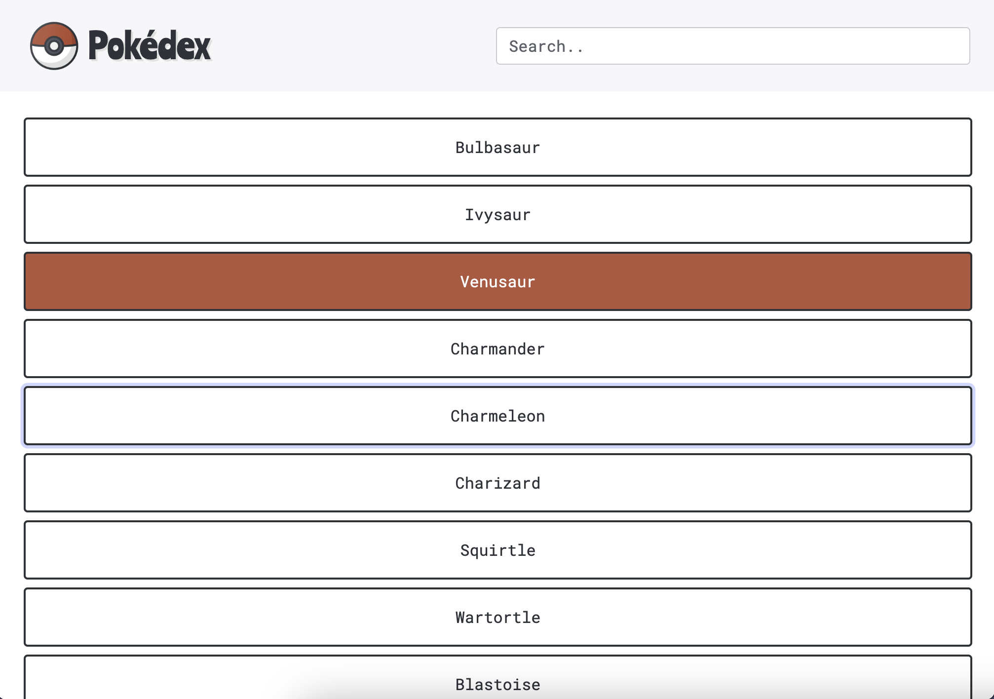 Pokedex app screenshot